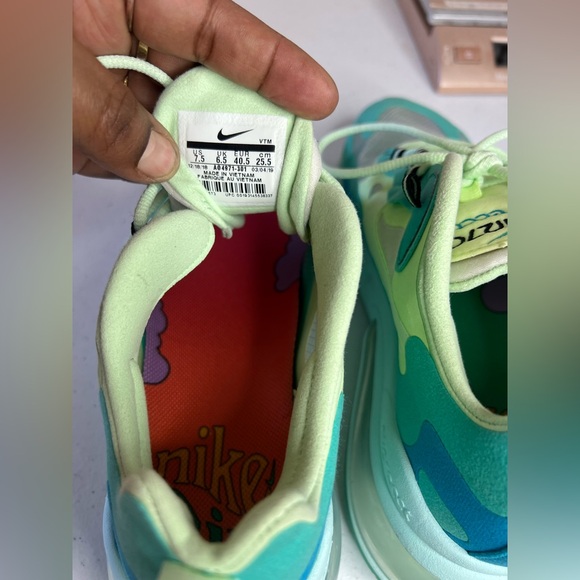 Nike Air Max 270 React Hyper Jade Running Men's Shoe size 7.5 Psychedelic - Picture 7 of 9